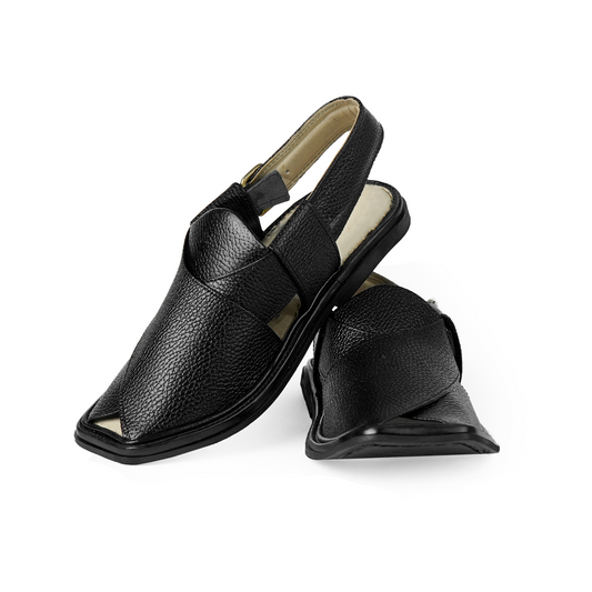 Texture Black Charsada Chappal