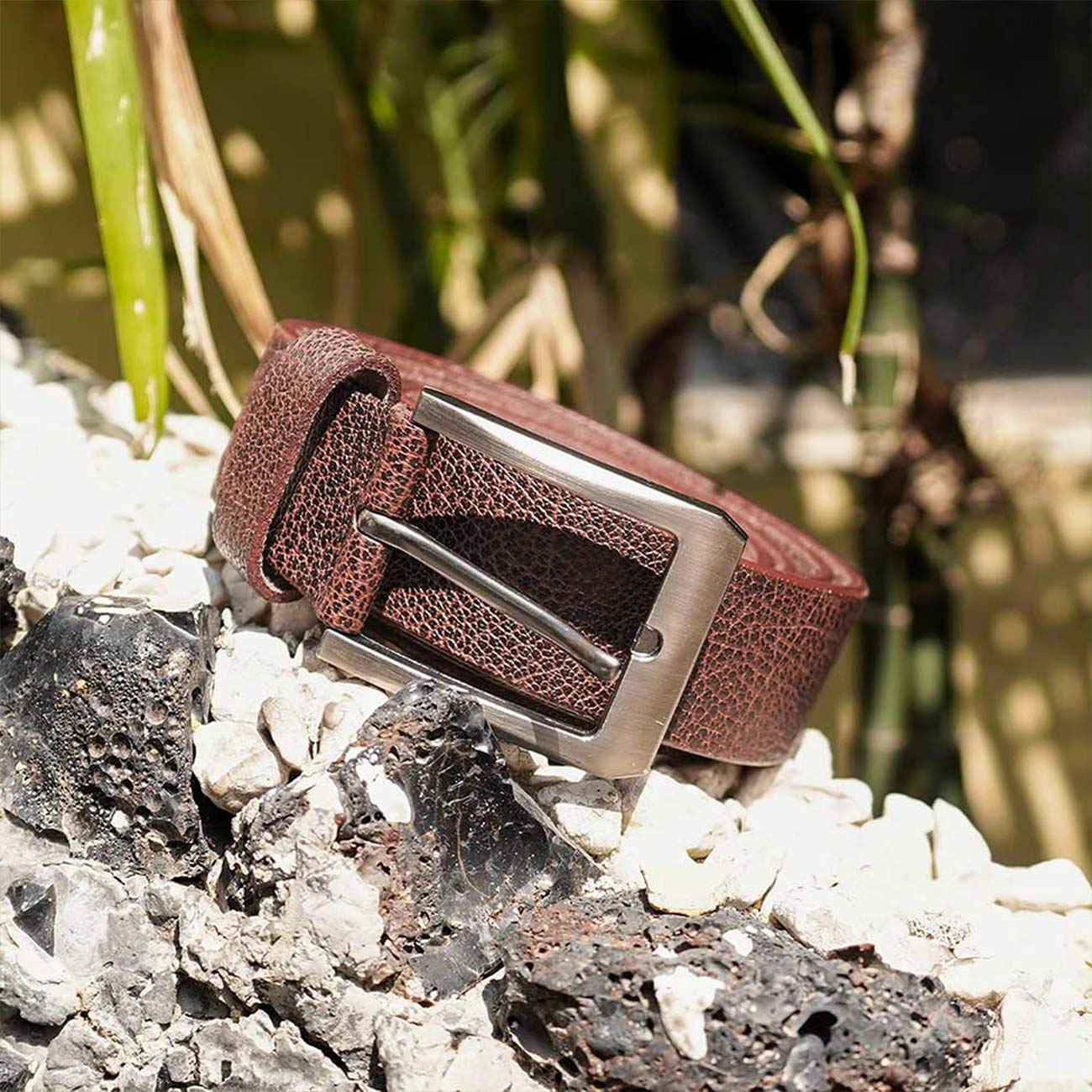 Maroon Texture Genuine Leather Belt