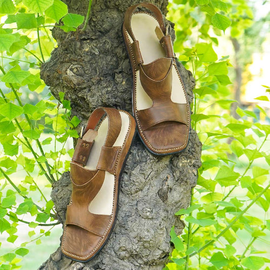 Double shade Brown Panjedar Chappal Pure hand made